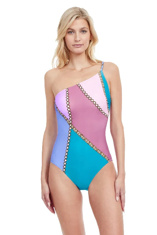 GOTTEX MODERN SHADES ONE SHOULDER ONE PIECE SWIMSUIT