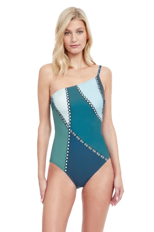 GOTTEX MODERN SHADES ONE SHOULDER ONE PIECE SWIMSUIT