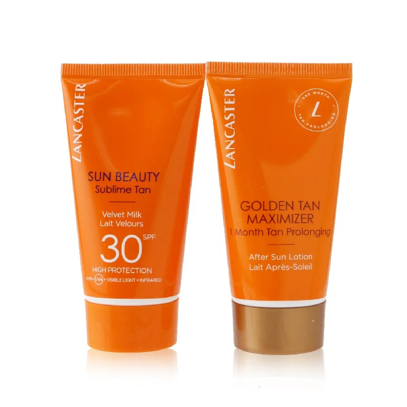 Lancaster Summer Is A State of Mind Set: 1x Sun Beauty Sublime Tan Velvet Milk SPF 30 - 50ml/1.7oz + 1x Golden Tan Maximizer After Sun Lotion - 50ml/1.7oz  2pcs