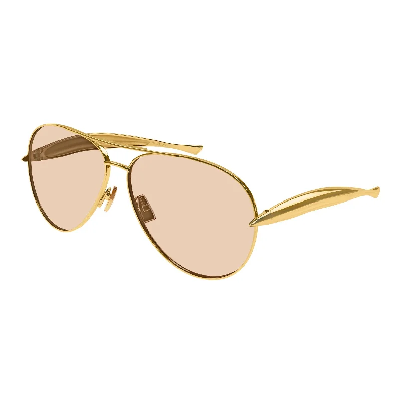 Anti-glare square sunglasses-Bottega Veneta BV 1305 002 Gold Light Peach