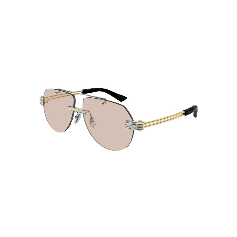 UV-block polarized aviators-Bottega Veneta BV 1342 002 Silver Gold Peach