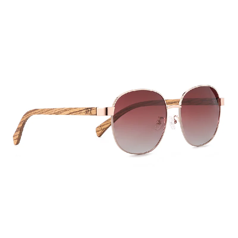 Lightweight square sunglasses-CLEO BLOOM l Rose Gold Metal l Polarised Lenses