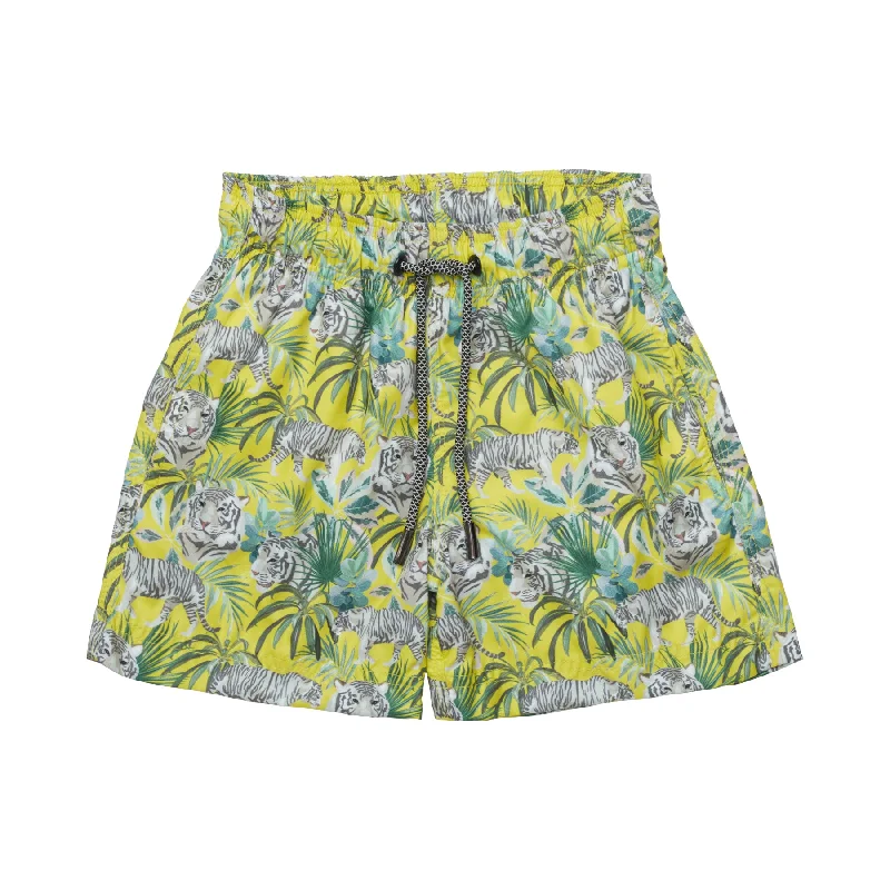 BOY'S SWIM SHORTS JUNGLE YELLOW