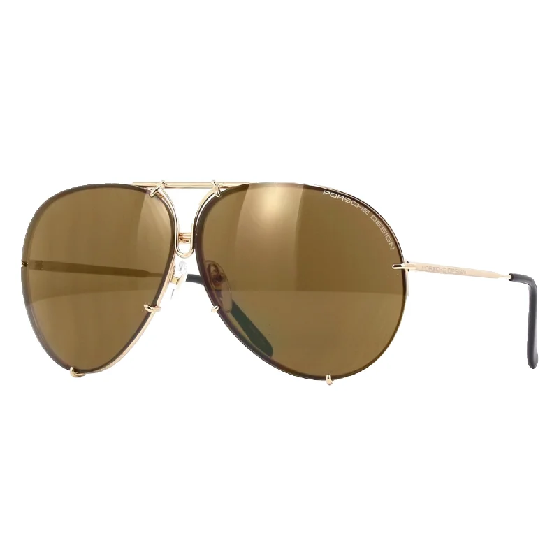 Matte green aviator sunglasses-Porsche 8478 A Gold 69mm