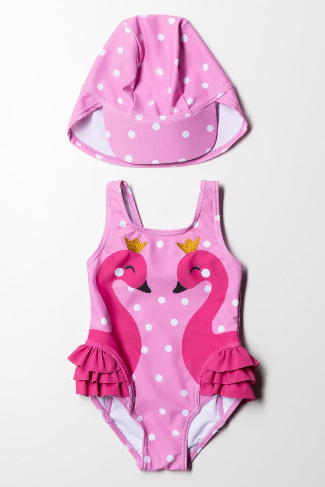 Costume Swimwear With Hat Pink