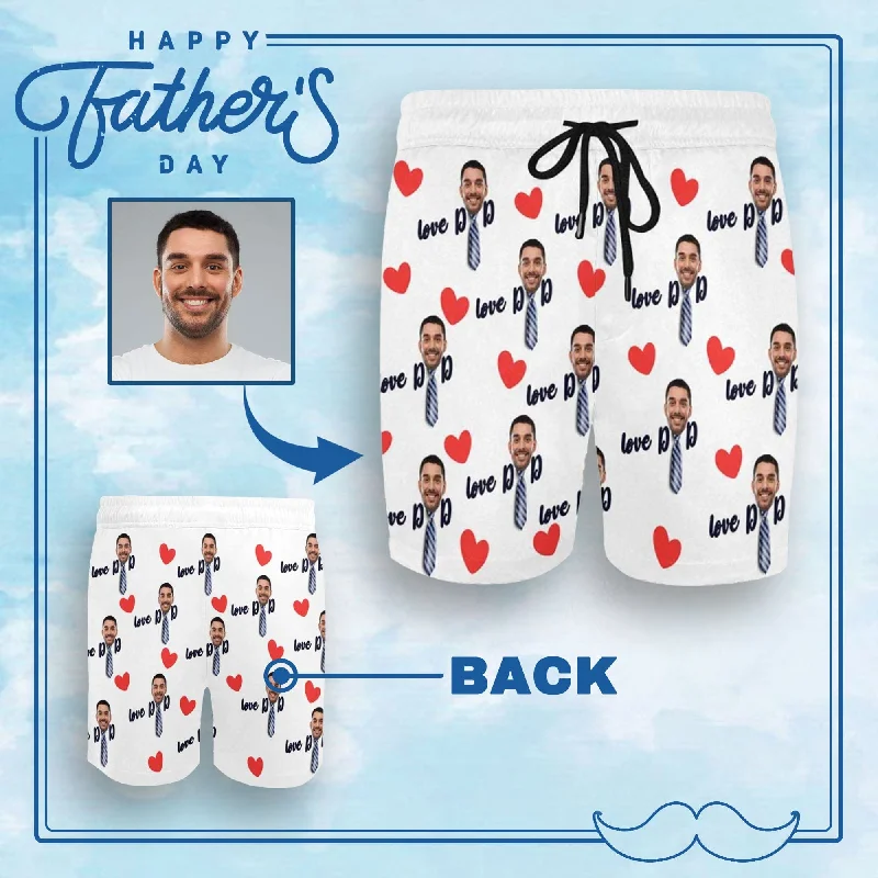 Personalized Swim Trunks Custom Swimming Trunks Custom Face Love Dad Men's Quick Dry Swim Shorts for Father's Day