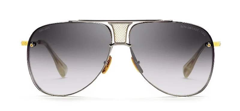 Matte yellow round sunglasses-Dita Decade Two 2082 A Blk Paladium Yellow Gold