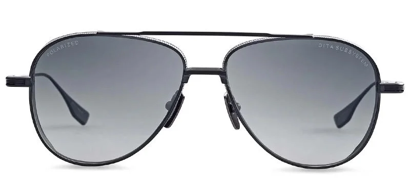 Anti-slip round sunglasses-Dita Subsystem Matt Black Polarised