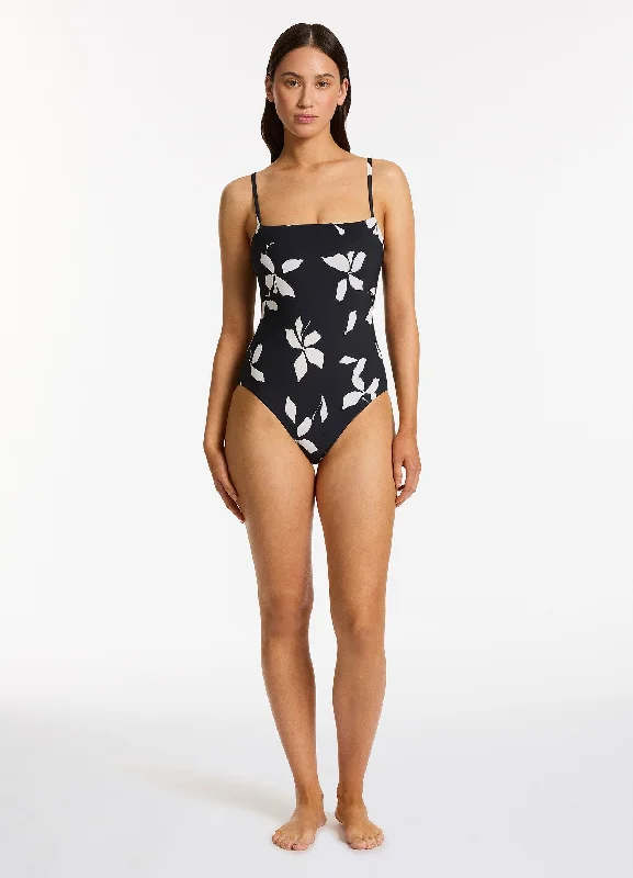 Elora Bloom Minimal Tank One Piece - Black