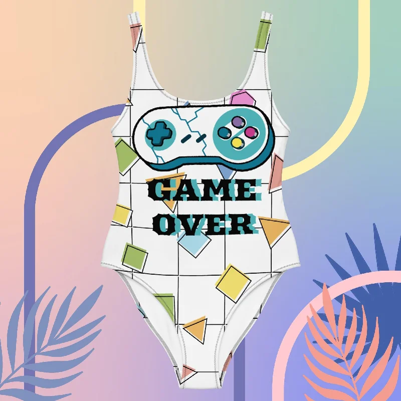 Game Over Retro Cracked Controller One-Piece Swimsuit