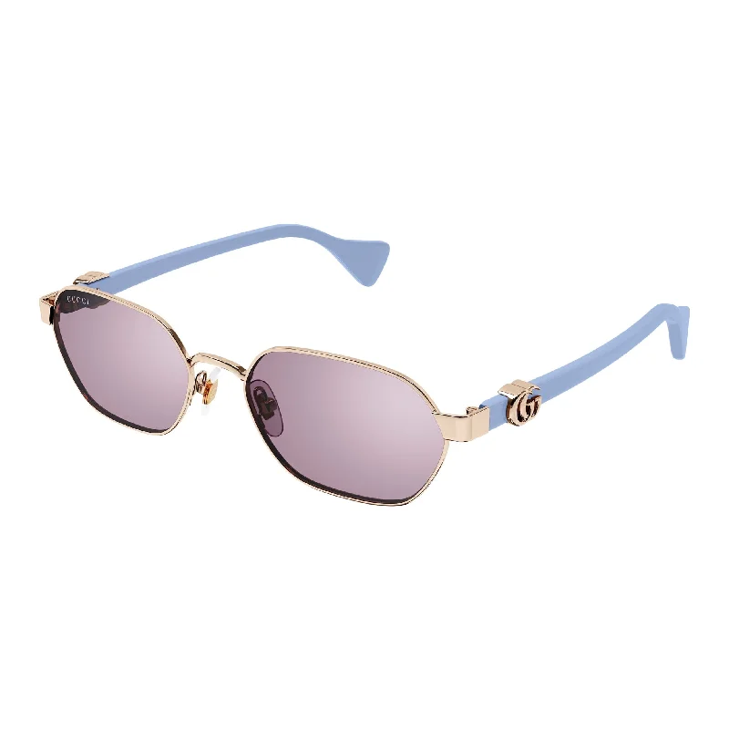 Matte brown aviator sunglasses-Gucci GG 1593 004 Gold Blue Mauve