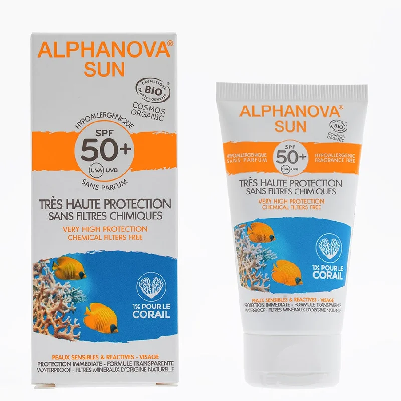 Hypoallergenic Organic Facial Sunscreen SPF50+ 50g Alphanova