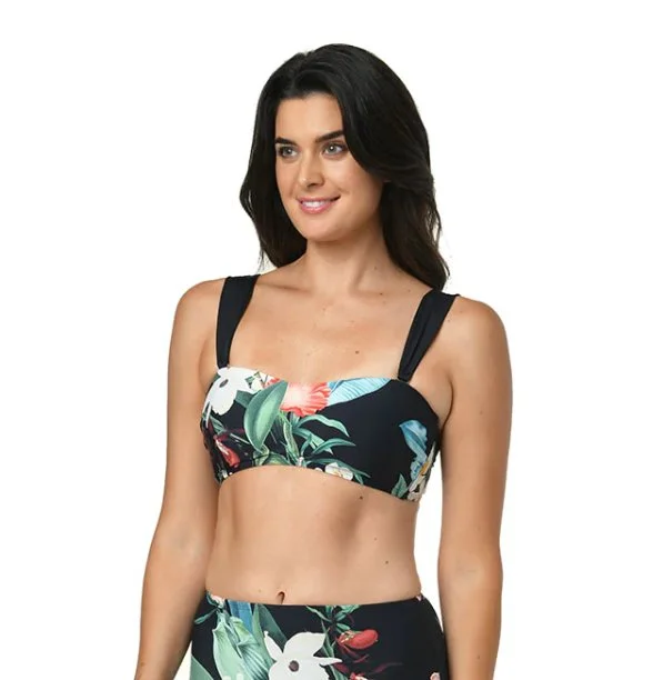 Side-tie floral bikini-JANTZEN BOTANICAL BEAUTY ADLEY BANDEAU BRA TOP