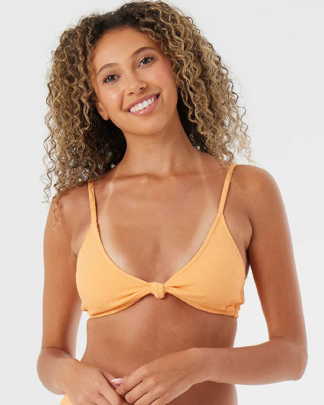 Padded plunge bikini top-Aruba Surf Knot Bralette Bikini Top - Papaya