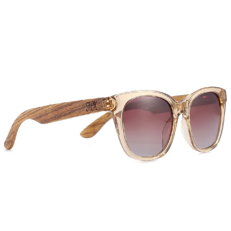 UV-protective sporty sunglasses-LILA GRACE CHAMPAGNE l Brown Gradient Lens l Walnut Arms