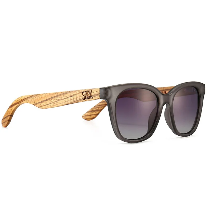 Tortoiseshell square sunglasses-LILA GRACE CHARCOAL GREY l Black Gradient Lens l Walnut Arms