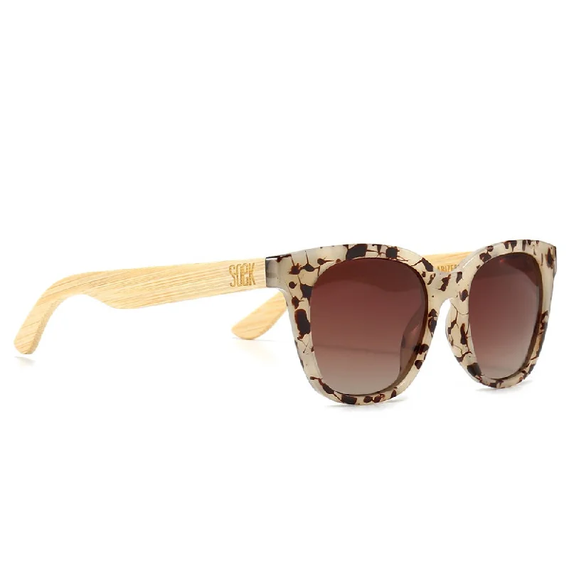 Retro mirrored sunglasses-LILA GRACE IVORY TORTOISE l Brown Lens l White Maple Arms