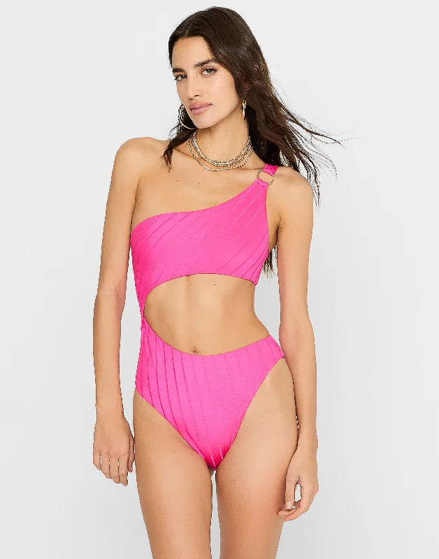 Lilly One Piece - Influencer Pink Shiny Wide Rib