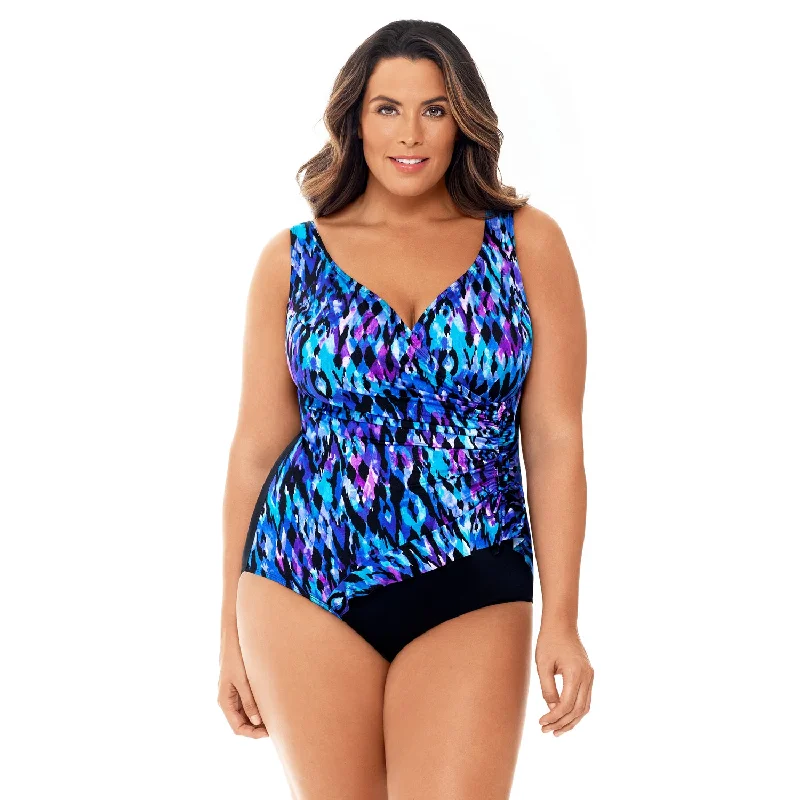 Longitude Swimsuit - Mesh Ruffle Surplice - Tulum Blue