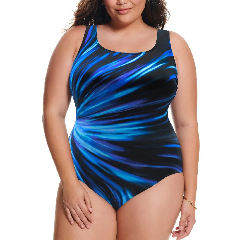 Longitude Swimsuit - Plus Size One-Piece Swimsuit Tank -Sound Wave Blue