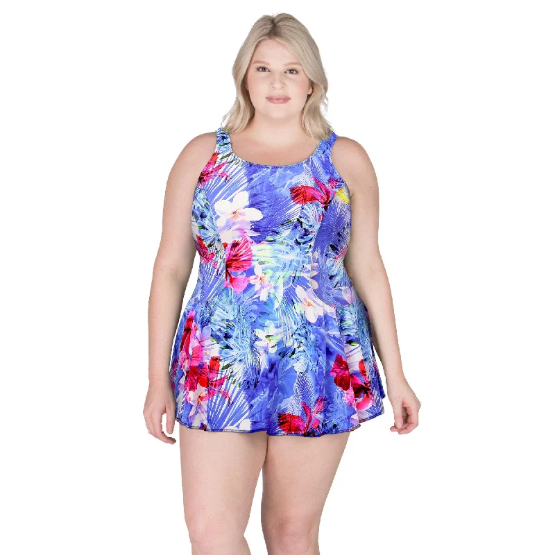 *SPECIAL PRICE* - Plus Size Swimdress - Spring Blooms- From T.H.E. Swimwear