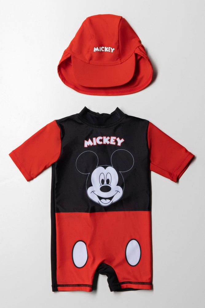 Mickey Mouse Swimsuit & Hat Red