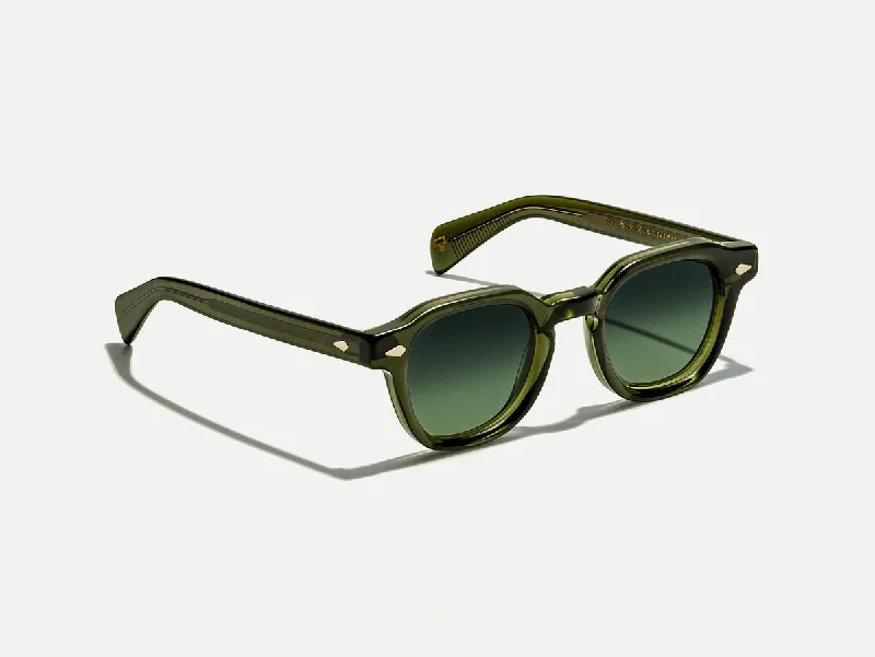 Matte black wayfarer sunglasses-Moscot Dolt Olive Green 46