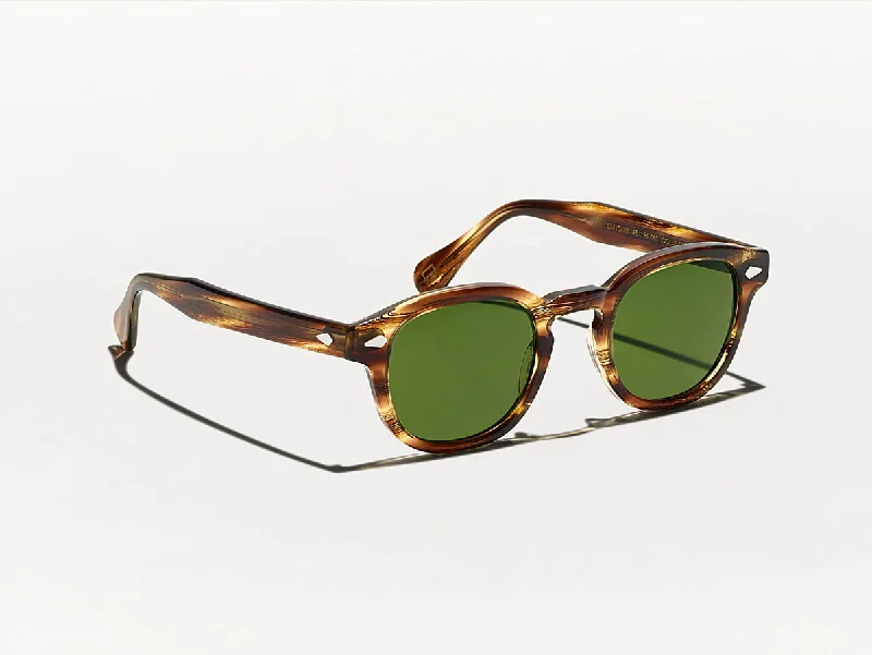 Classic black aviator sunglasses-Moscot Lemtosh Bamboo Cos Green 49