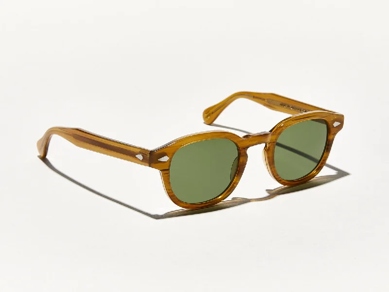 Tortoiseshell round sunglasses-Moscot Lemtosh Blonde 52 Green