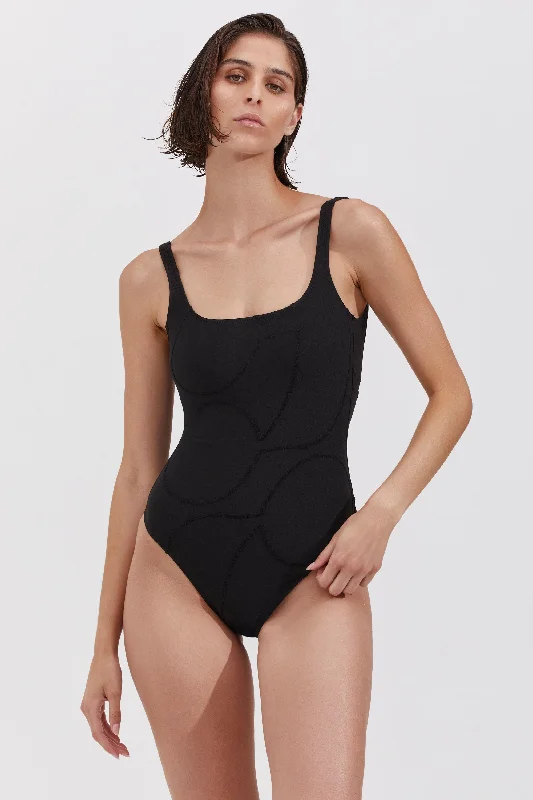 SQUARE NECK ONE PIECE IN BLACK