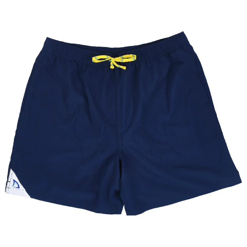 DryFins Mens Swim Trunks with Compression Liner in Midnight Blue