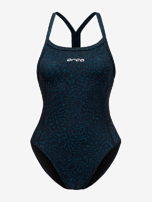 Orca Core One Piece Thin Strap Women's Swimsuit - Dark Blue Diploria