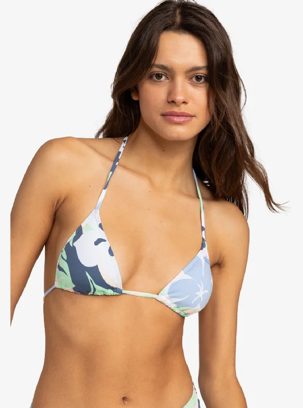 Plunge-back bikini top-Printed Beach Classics Mini Tiki Tri Bikini Top - Vintage Indigo Archive Roxy