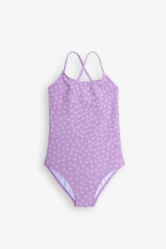 One-piece swimsuit with crossed straps