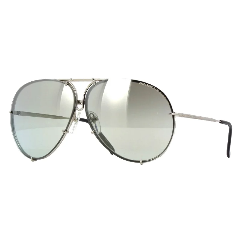 Oversized black sunglasses-Porsche 8478 B Silver 66mm