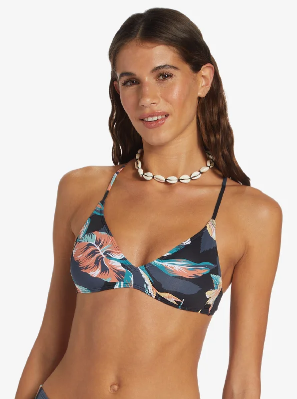 Chevron print bikini set-Printed Beach Classics Athletic Triangle Bikini Top - Anthracite Tropicoco S