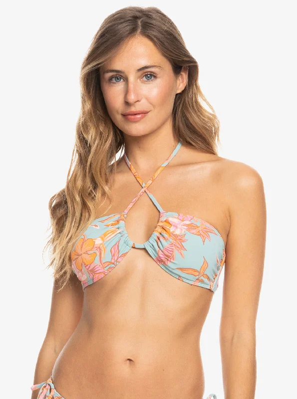 Ruched dotted bikini-Printed Beach Classics Triangle Bikini Top - Blue Surf Kartoffel Tropical