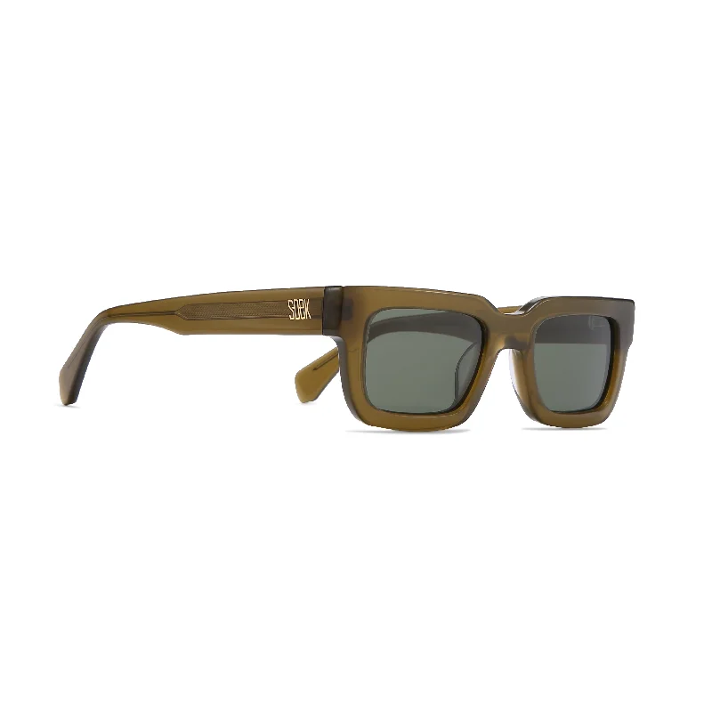 Classic mirrored aviators-ROVE MOSS - Bio Acetate Khaki Frame l Black Polarised Lens