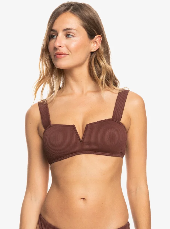 Padded tie-side bikini-Roxy Love The Coco V Bralette Bikini Top - Bitter Chocolate