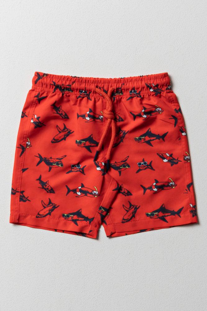 Shark Swim Shorts Red