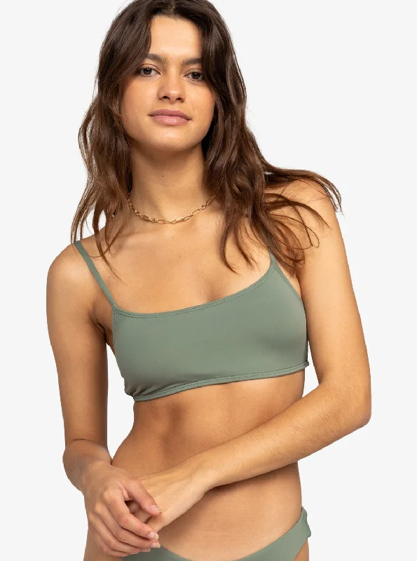 Low-back floral bikini-Solid Beach Classics Bralette Bikini Top - Agave Green