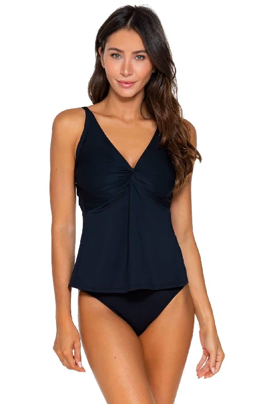 Matte black bikini bottom-Sunsets Black Forever Tankini