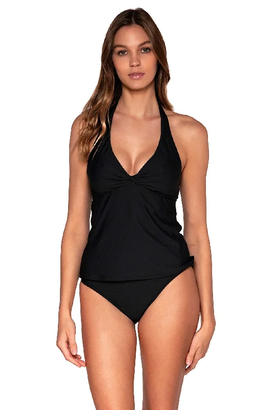 High-waisted bikini set-Sunsets Black Heidi Tankini