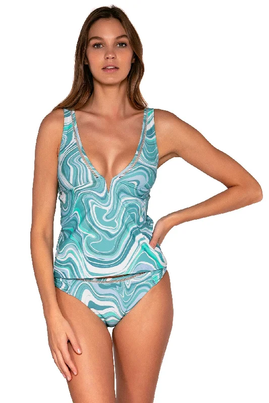 Tie-front tropical bikini-Sunsets Moon Tide Vivian Tankini