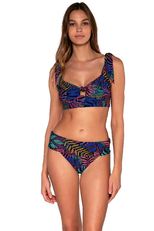 Reversible floral bikini-Sunsets Panama Palms Lily Top