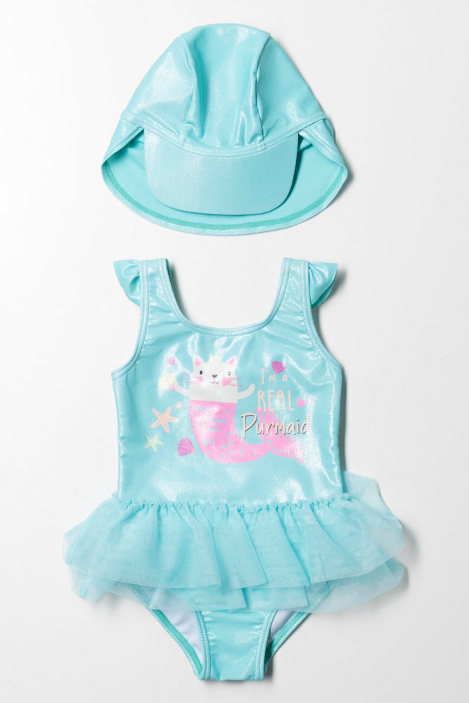 Swimsuit With Hat Teal