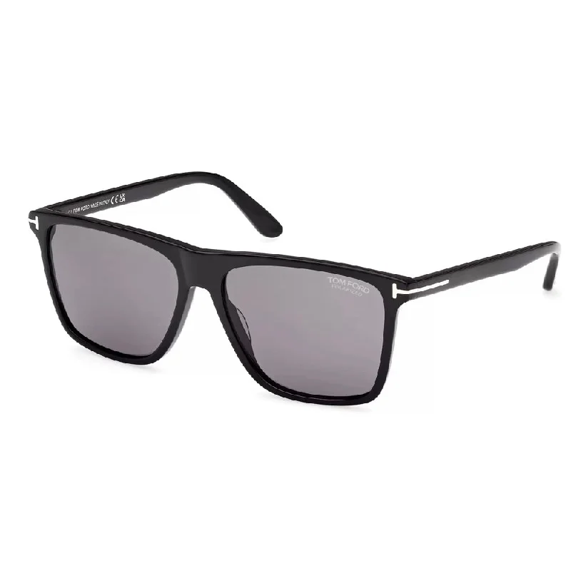 Tortoiseshell wraparound sunglasses-Tom Ford FT 0832 01D Fletcher Black Grey Polarised