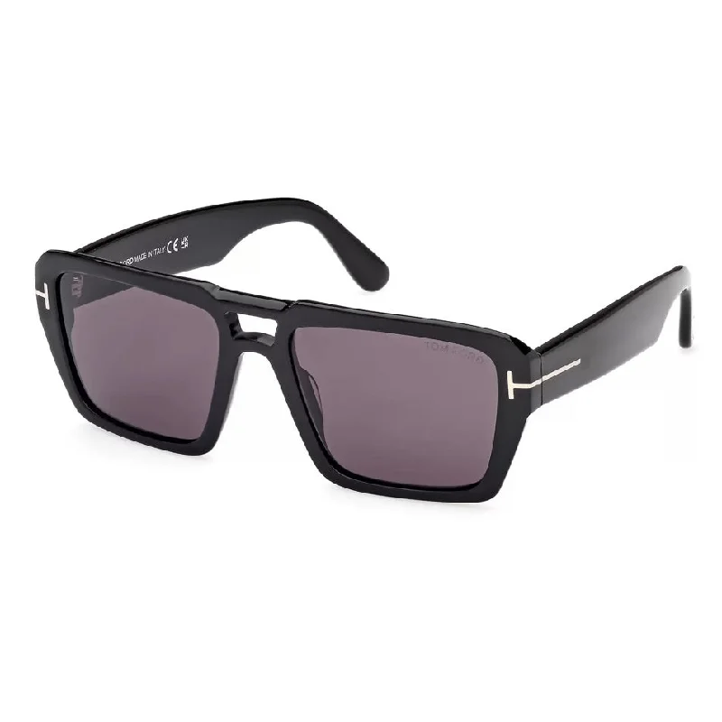 Retro mirrored sunglasses-Tom Ford FT 1153 01A Redford Black Grey