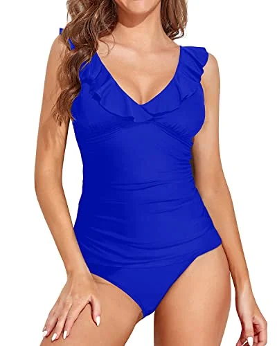 Sexy Women's Tankini With Adjustable Length And Support For Large Busts-Royal Blue