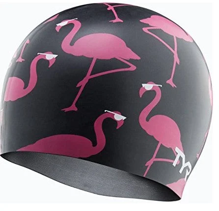 Tyr Pink Flamingo Silicone Swim Cap